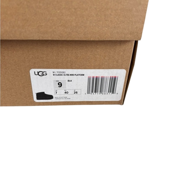 UGG BLACK SUEDE CLASSIC MINI 2" PLATFORM ANKLE BOOTS, WOMEN US 9 - Picture 3 of 6